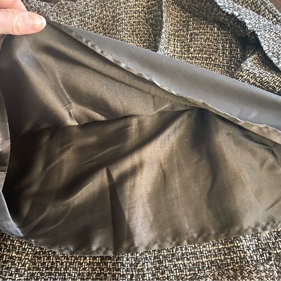 ELIE TAHARI Tweed Pleated Skirt Fully Lined Side Zip Brown Black Grey Size 10 - Picture 12 of 14